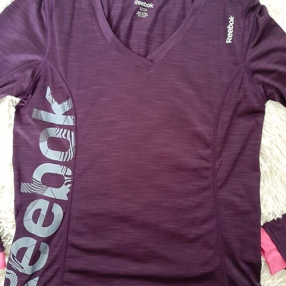 Reebok long sleeve sz s sport top v neck - Picture 2 of 2